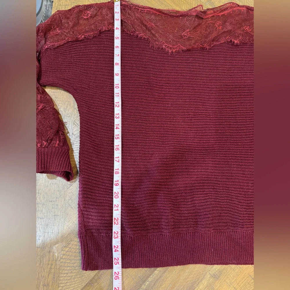 SHEIN Burgundy Knit  Sweater With Lace Detail - Picture 11 of 11